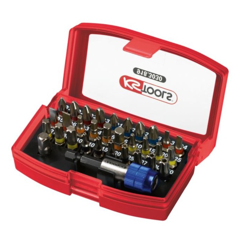 JEU D'EMBOUTS DE VISSAGE CODE COULEUR 1/4" 32 PCS