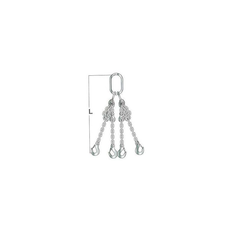 ELINGUE CHAINE 4 BRINS AVEC MAILLE DE TETE + CROCHET LINGUET STANDARD