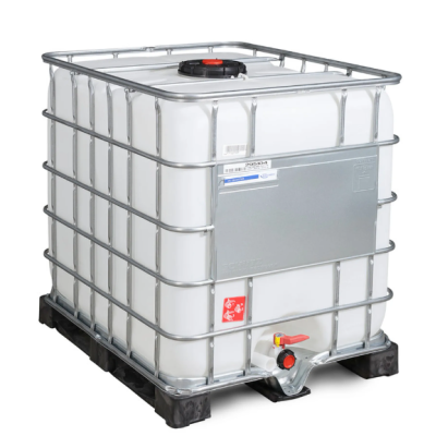 CUVE 1000L IBC OUVERTURE DN225 SORTIE DN50 PALETTE PE